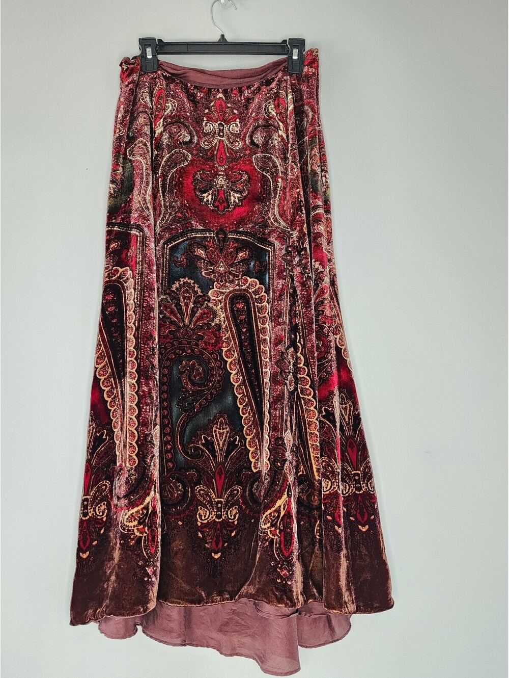 Y2k Blue Label Ralph Lauren Boho Whimsy Goth Velvet Paisley Maxi Skirt